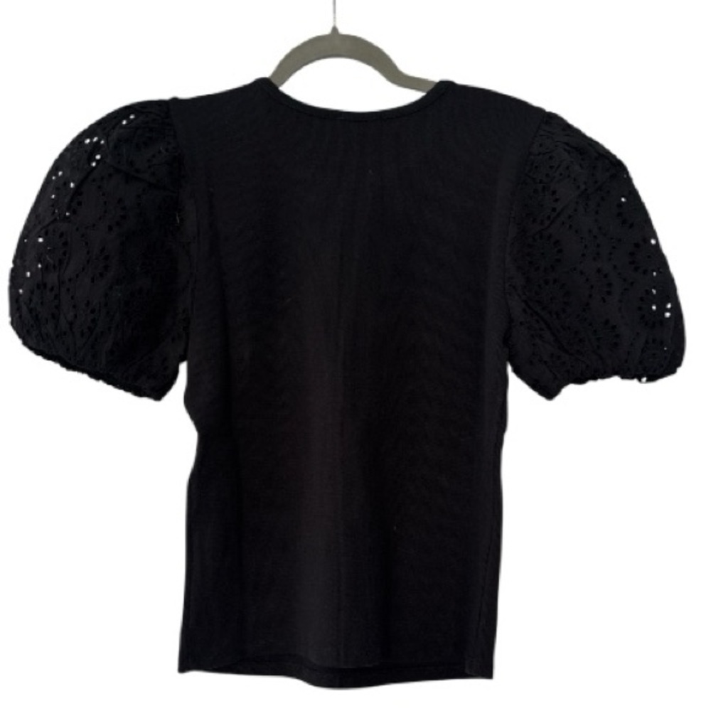 Paige NWT Marina Puff Sleeve Ribbed Top in Black Size Large - Picture 8 of 9